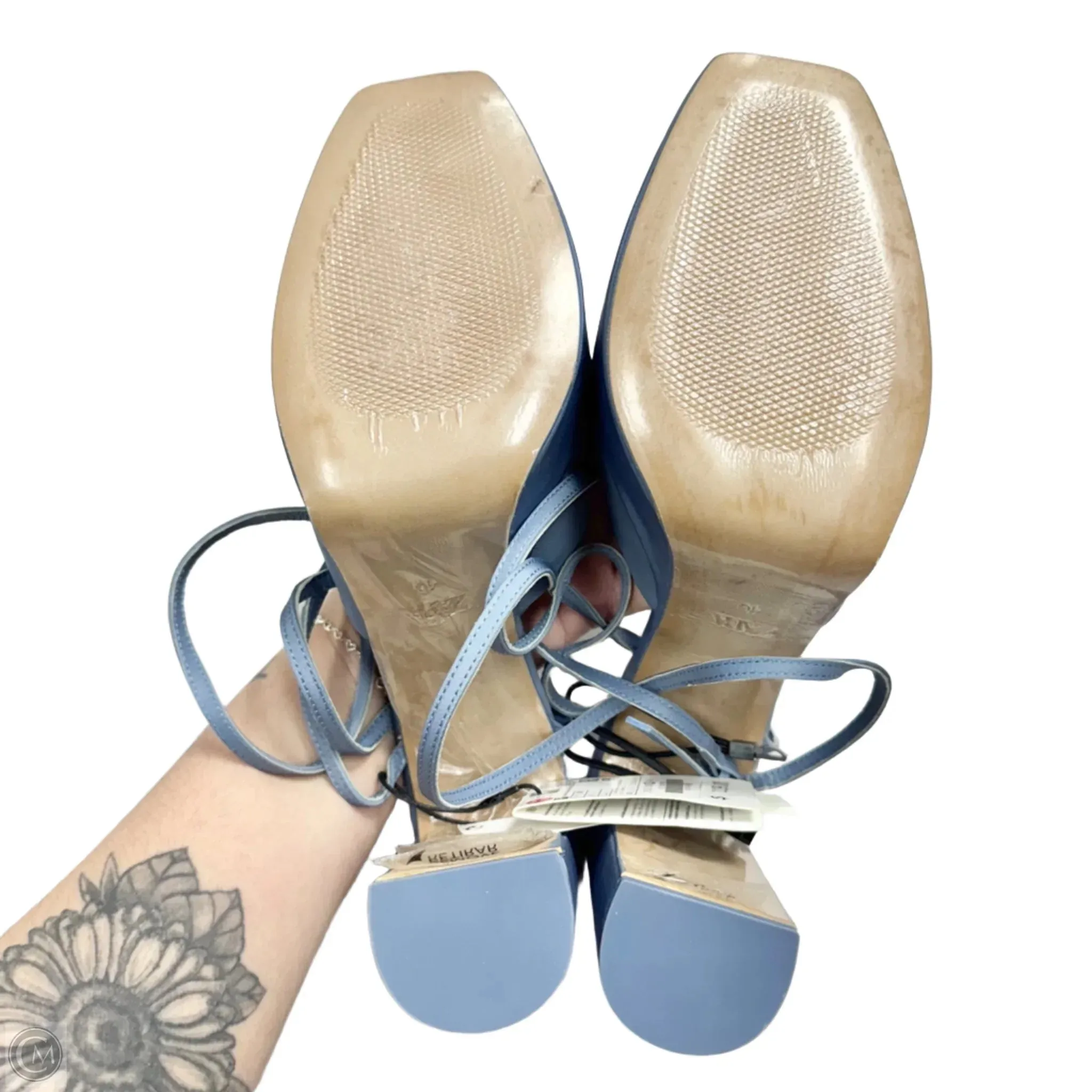 Sandals Heels Platform By Zara In Blue, Size: 9.5