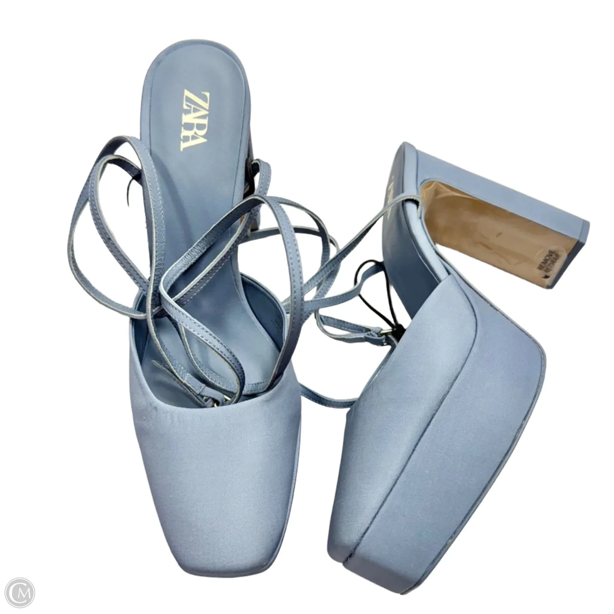 Sandals Heels Platform By Zara In Blue, Size: 9.5