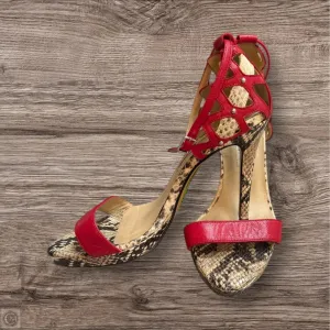Sandals Heels Stiletto By Charles David In Brown & Red, Size: 7