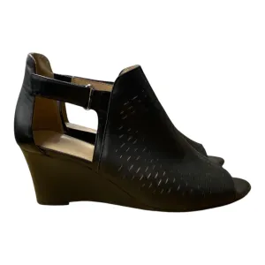Sandals Heels Wedge By Adrienne Vittadini In Black, Size:9.5