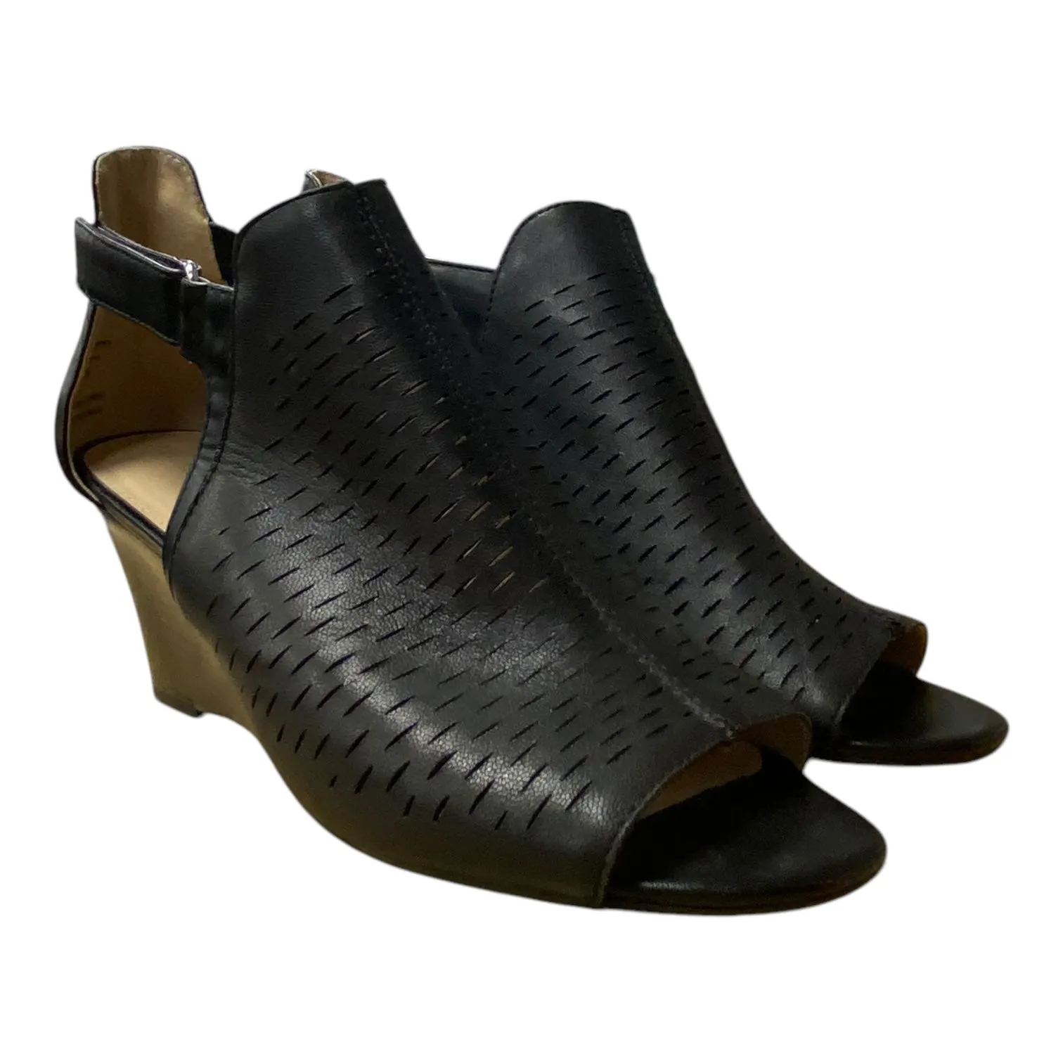 Sandals Heels Wedge By Adrienne Vittadini In Black, Size:9.5