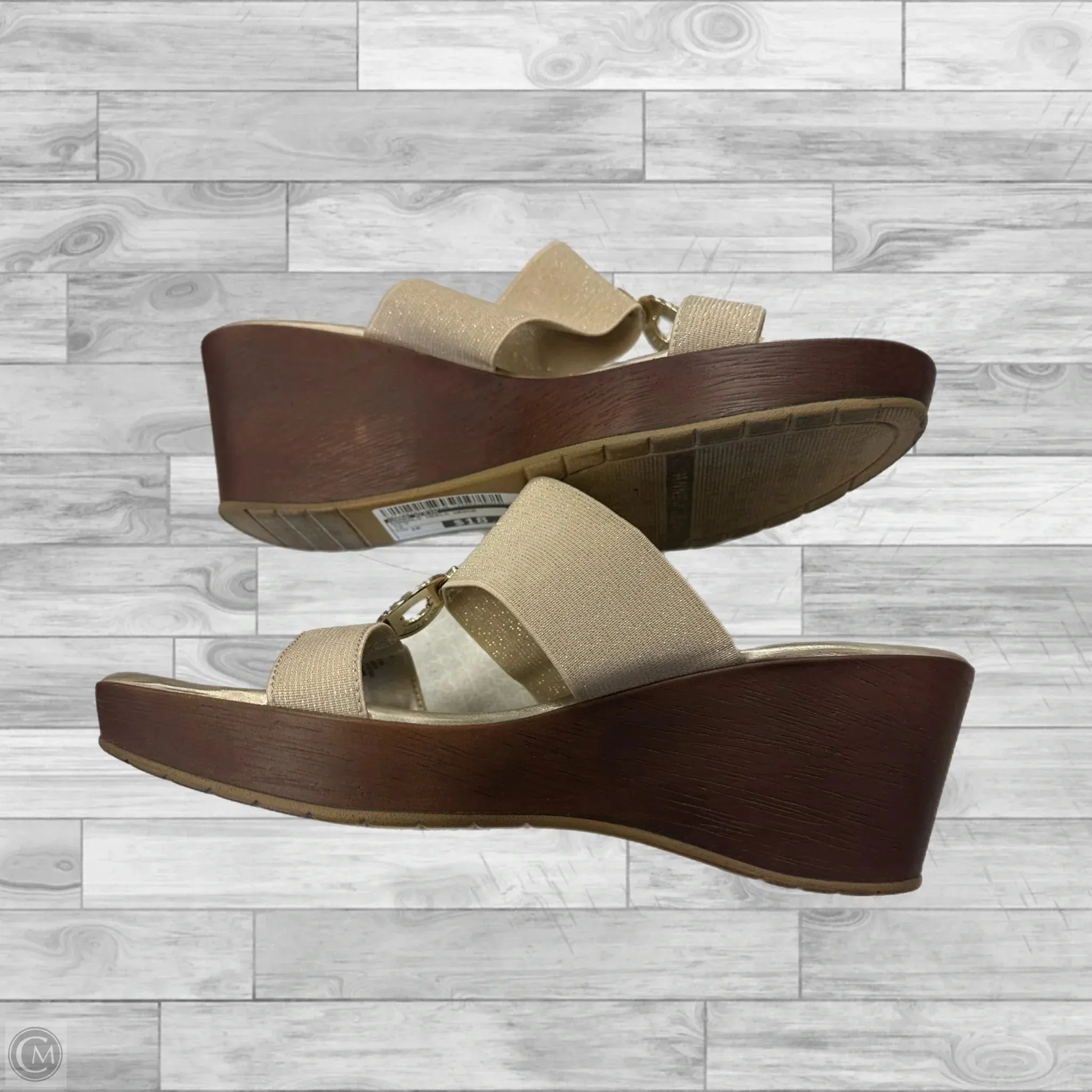 Sandals Heels Wedge By Anne Klein In Gold, Size: 10