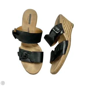 Sandals Heels Wedge By Clarks In Black & Tan, Size: 9.5