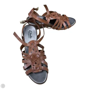 Sandals Heels Wedge By Clarks In Brown, Size: 10