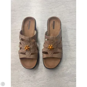 Sandals Heels Wedge By Clarks In Tan, Size: 6.5