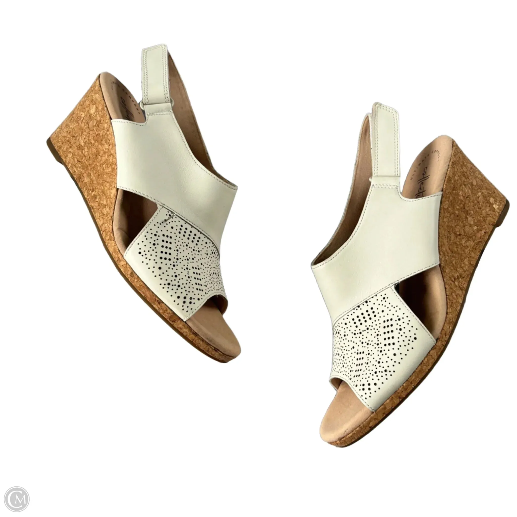 Sandals Heels Wedge By Clarks In White, Size: 9