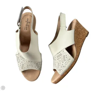Sandals Heels Wedge By Clarks In White, Size: 9