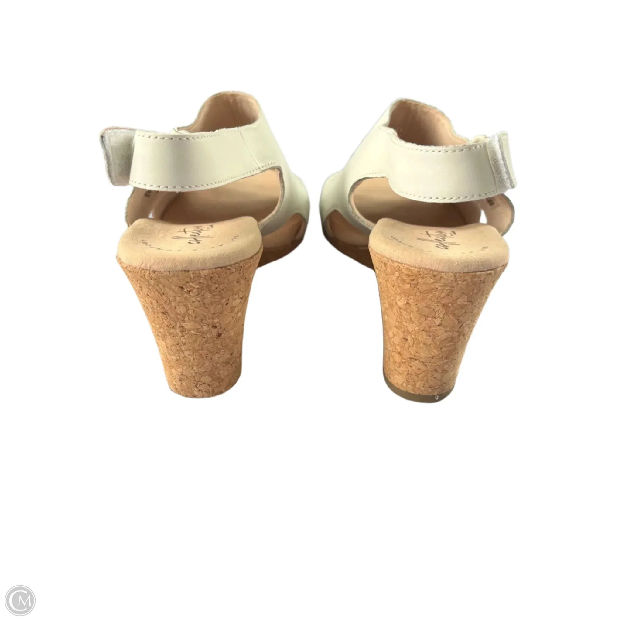 Sandals Heels Wedge By Clarks In White, Size: 9