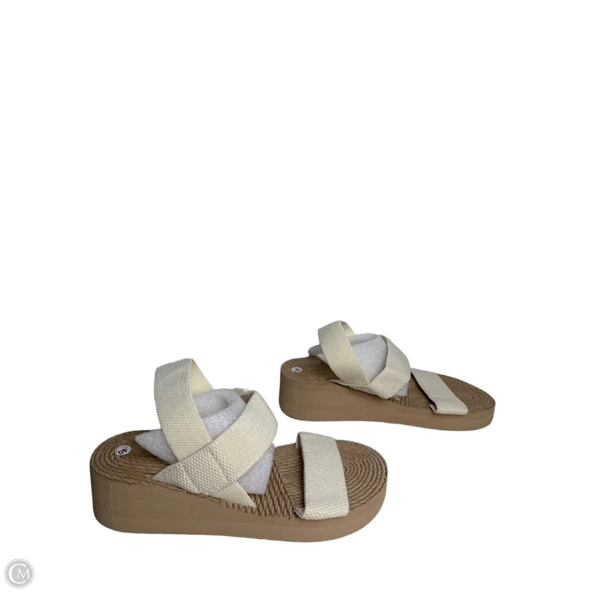 Sandals Heels Wedge By Clothes Mentor In Tan, Size: 10