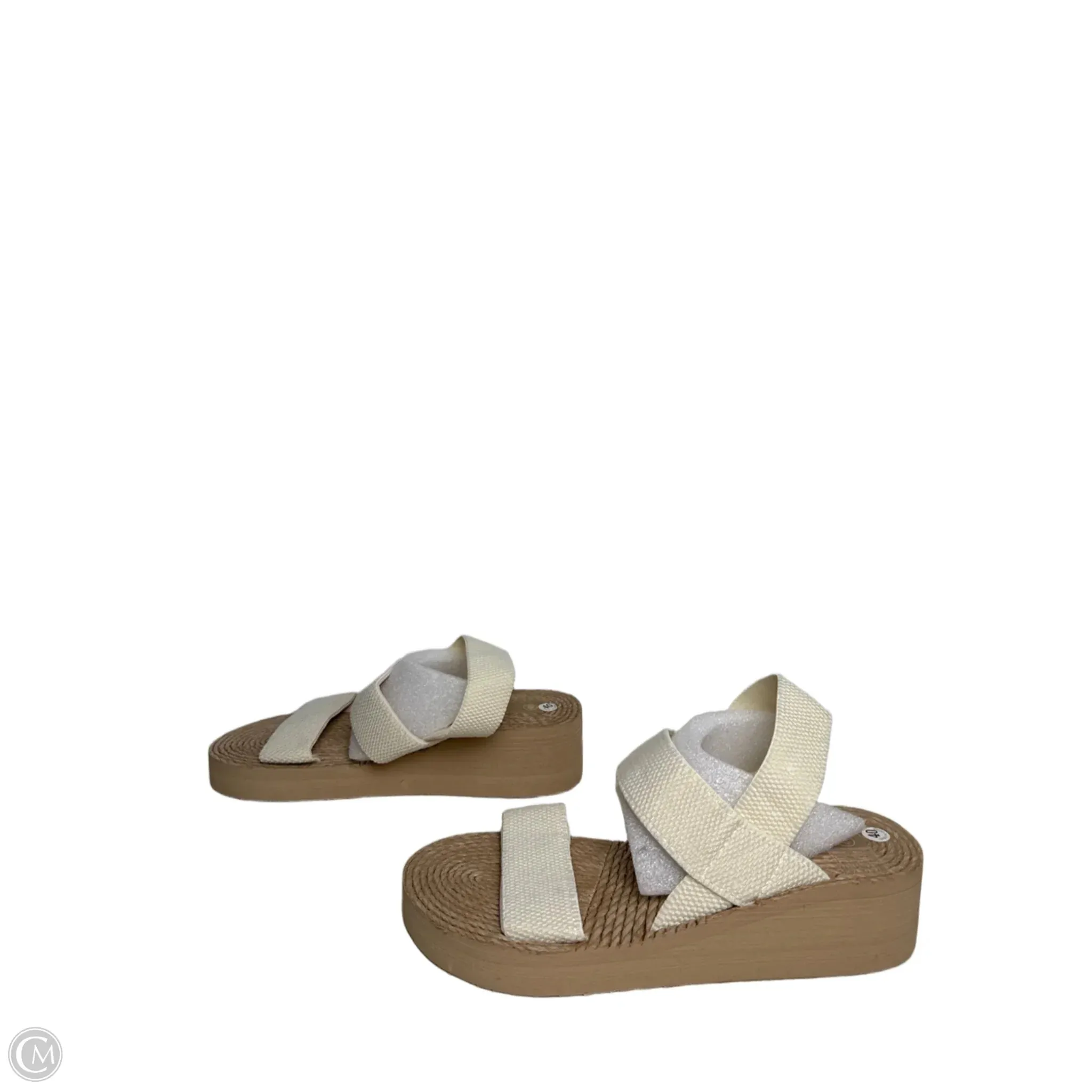 Sandals Heels Wedge By Clothes Mentor In Tan, Size: 10