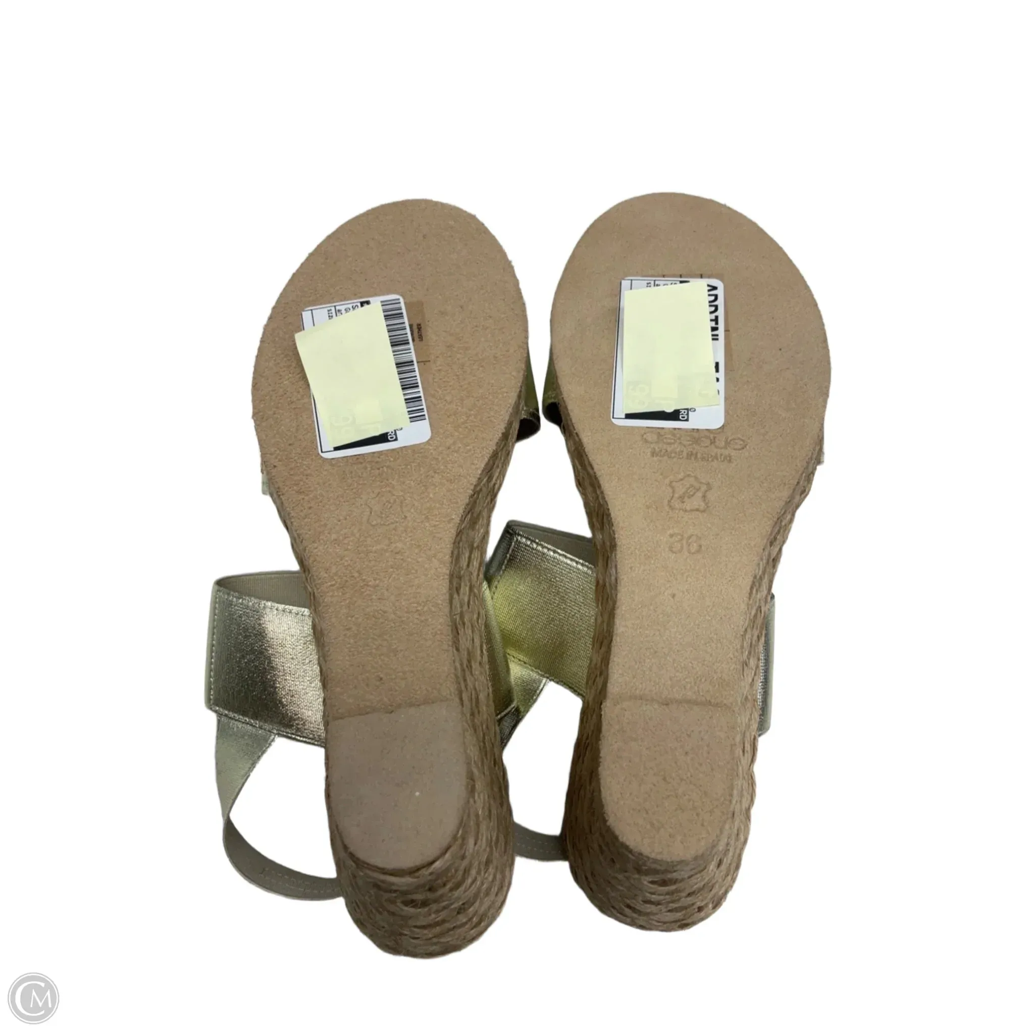 Sandals Heels Wedge By Cmb In Gold, Size: 6.5