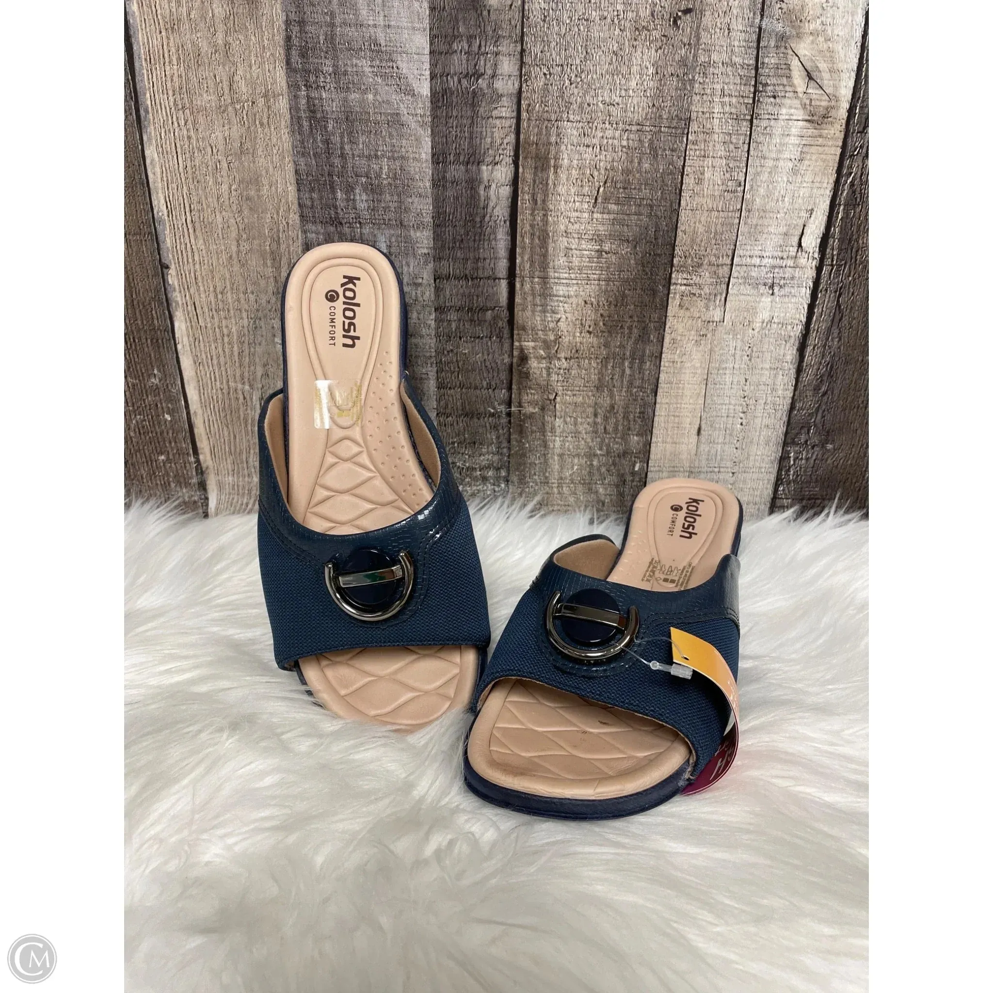 Sandals Heels Wedge By Cme In Navy, Size: 9