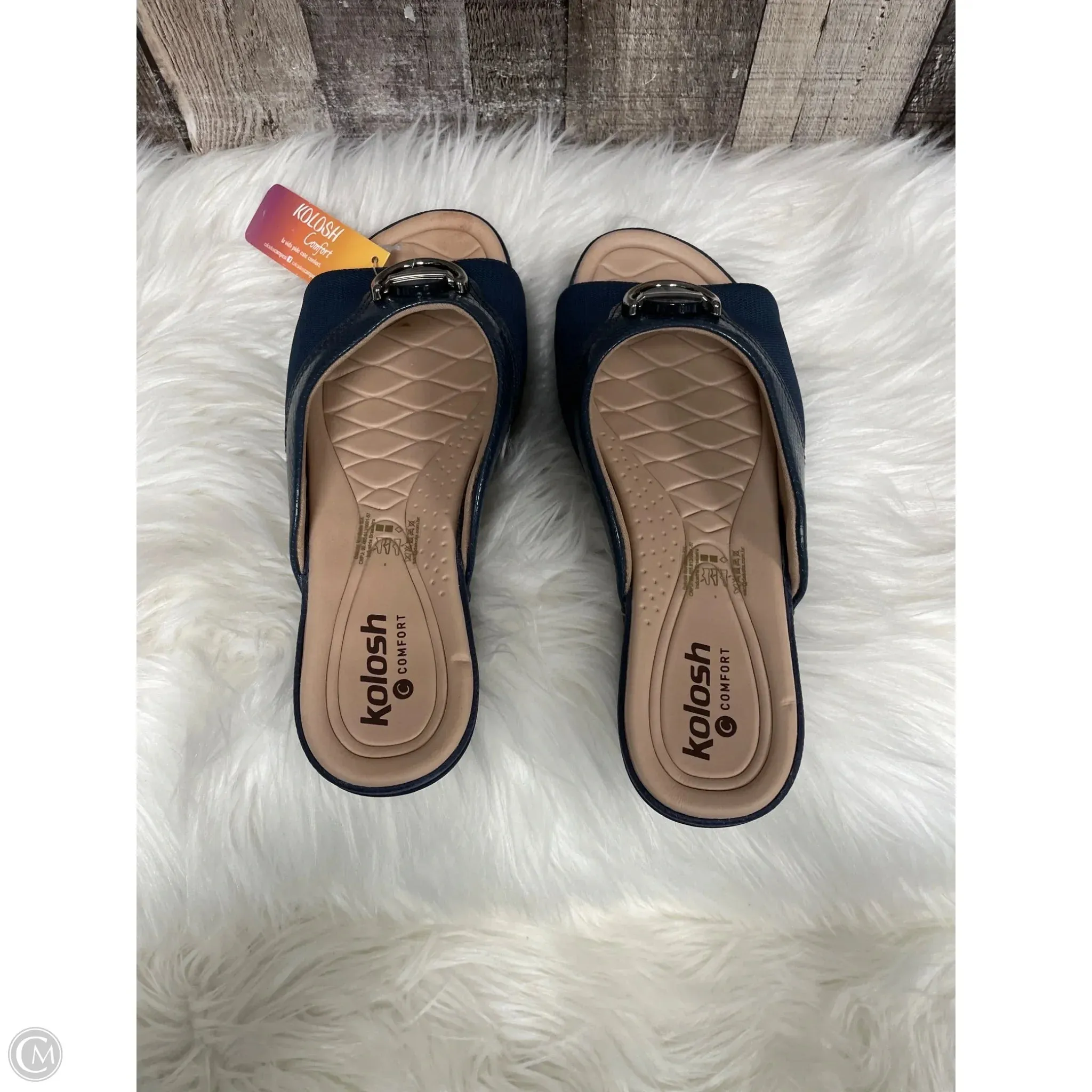 Sandals Heels Wedge By Cme In Navy, Size: 9