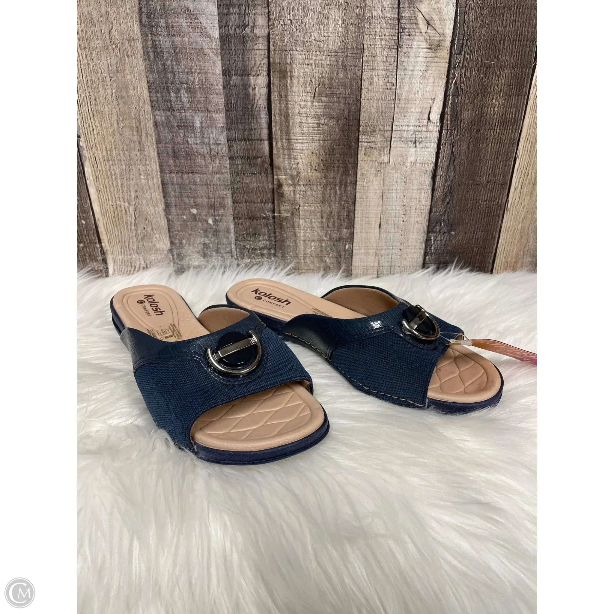 Sandals Heels Wedge By Cme In Navy, Size: 9