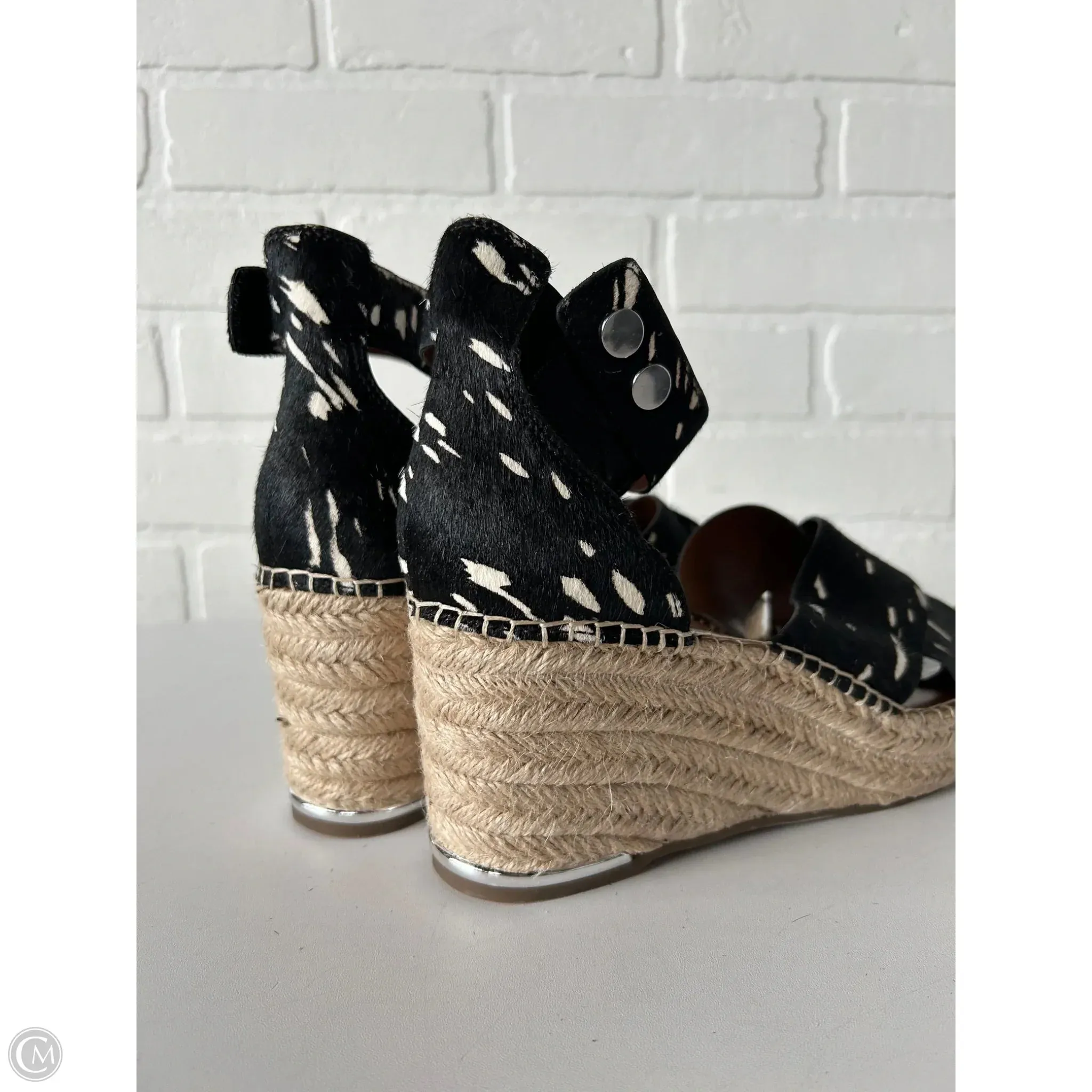 Sandals Heels Wedge By Franco Sarto In Black & Tan, Size: 8.5