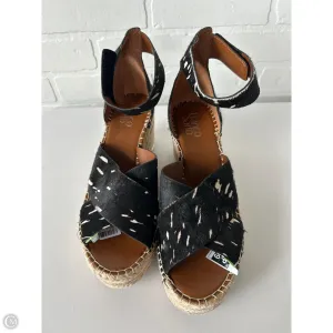 Sandals Heels Wedge By Franco Sarto In Black & Tan, Size: 8.5