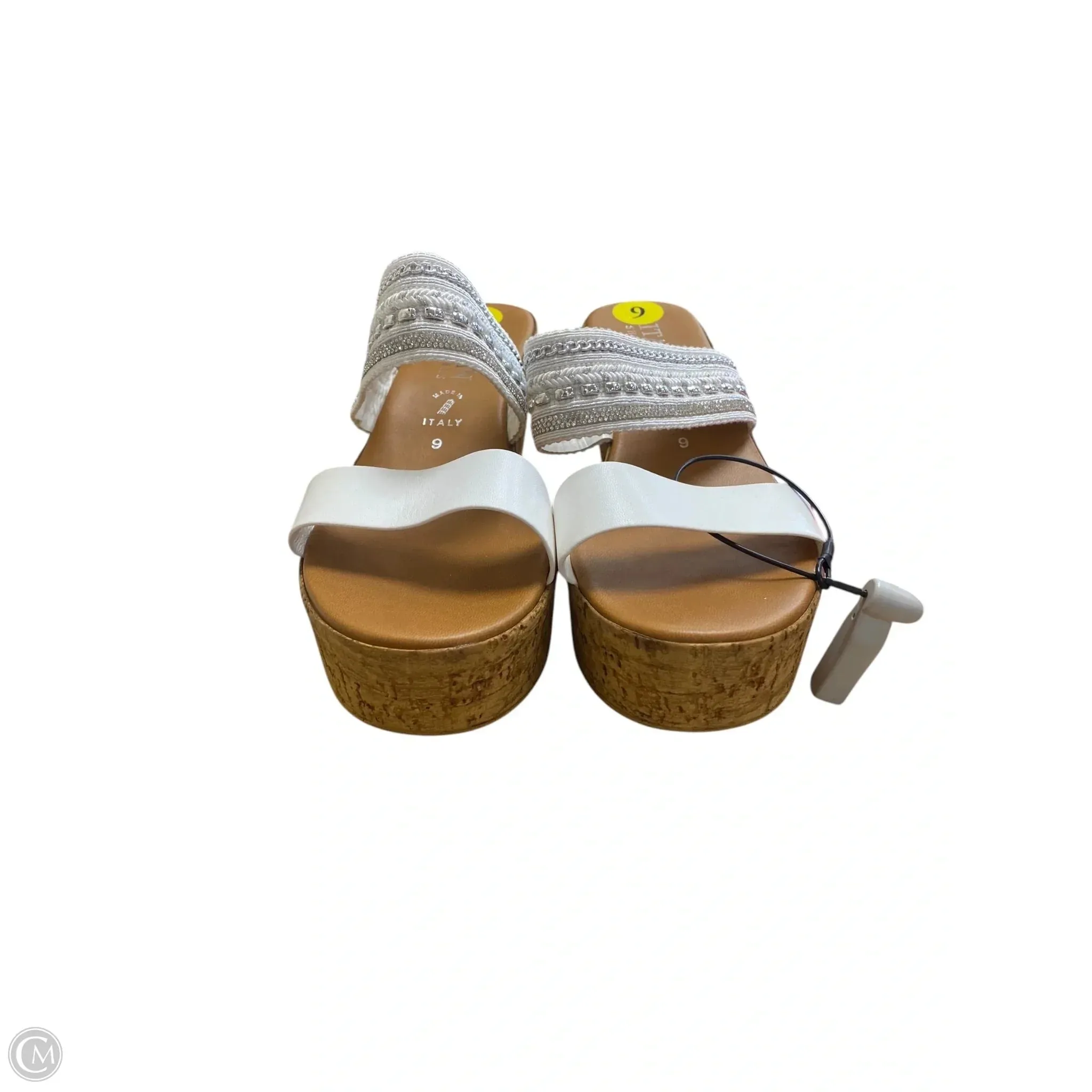 Sandals Heels Wedge By Italian Shoemakers In White, Size: 9