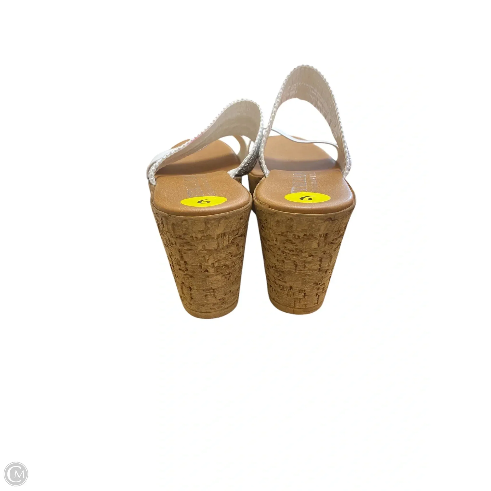 Sandals Heels Wedge By Italian Shoemakers In White, Size: 9