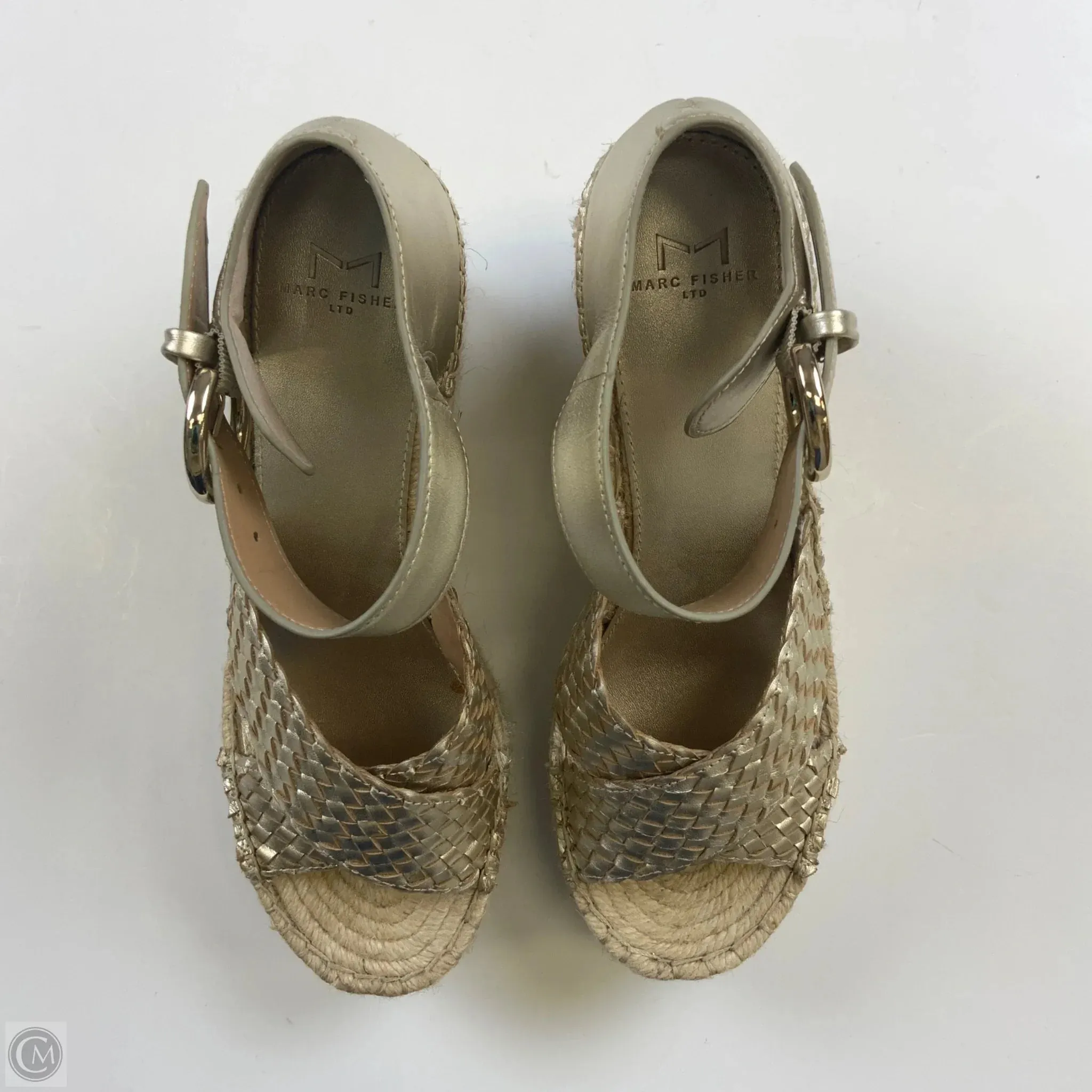 Sandals Heels Wedge By Marc Fisher In Gold, Size: 9.5