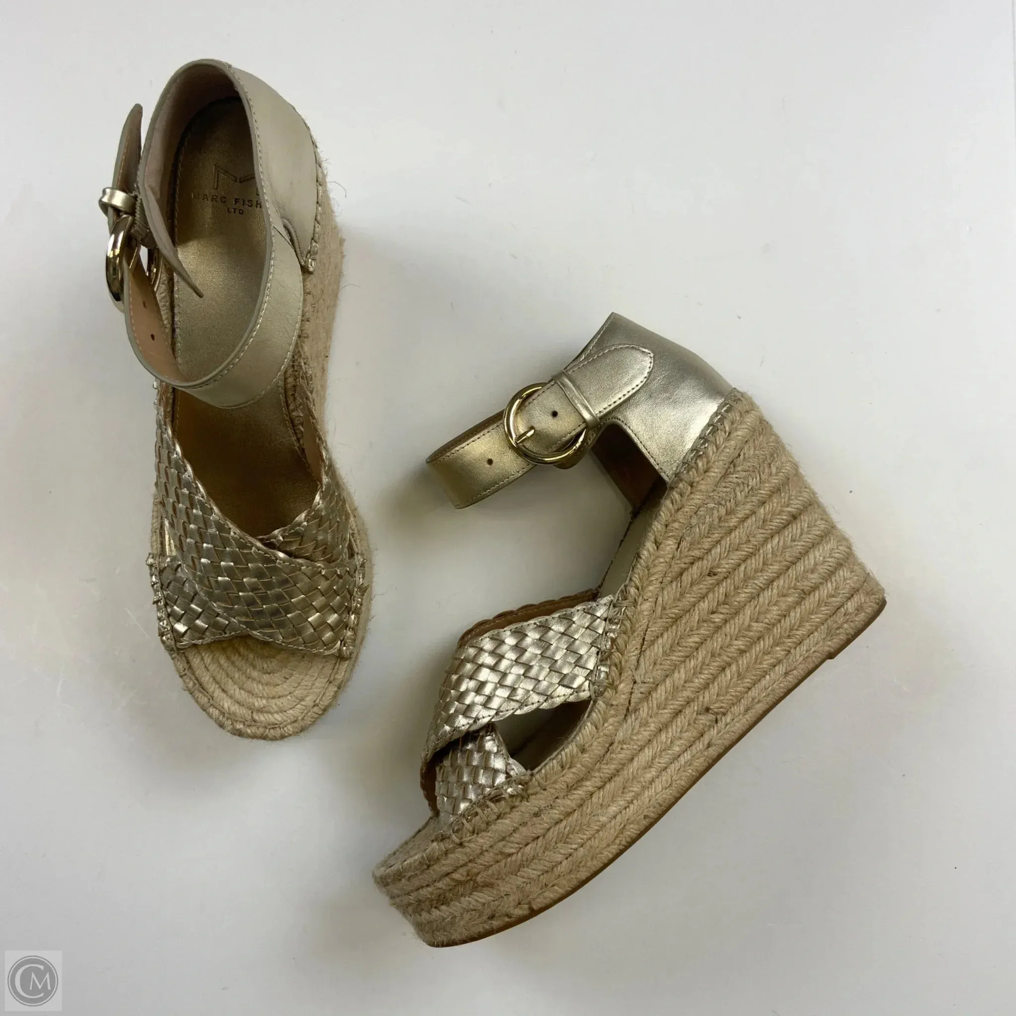 Sandals Heels Wedge By Marc Fisher In Gold, Size: 9.5