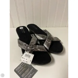 Sandals Heels Wedge By Predictions In Black & Silver, Size: 8