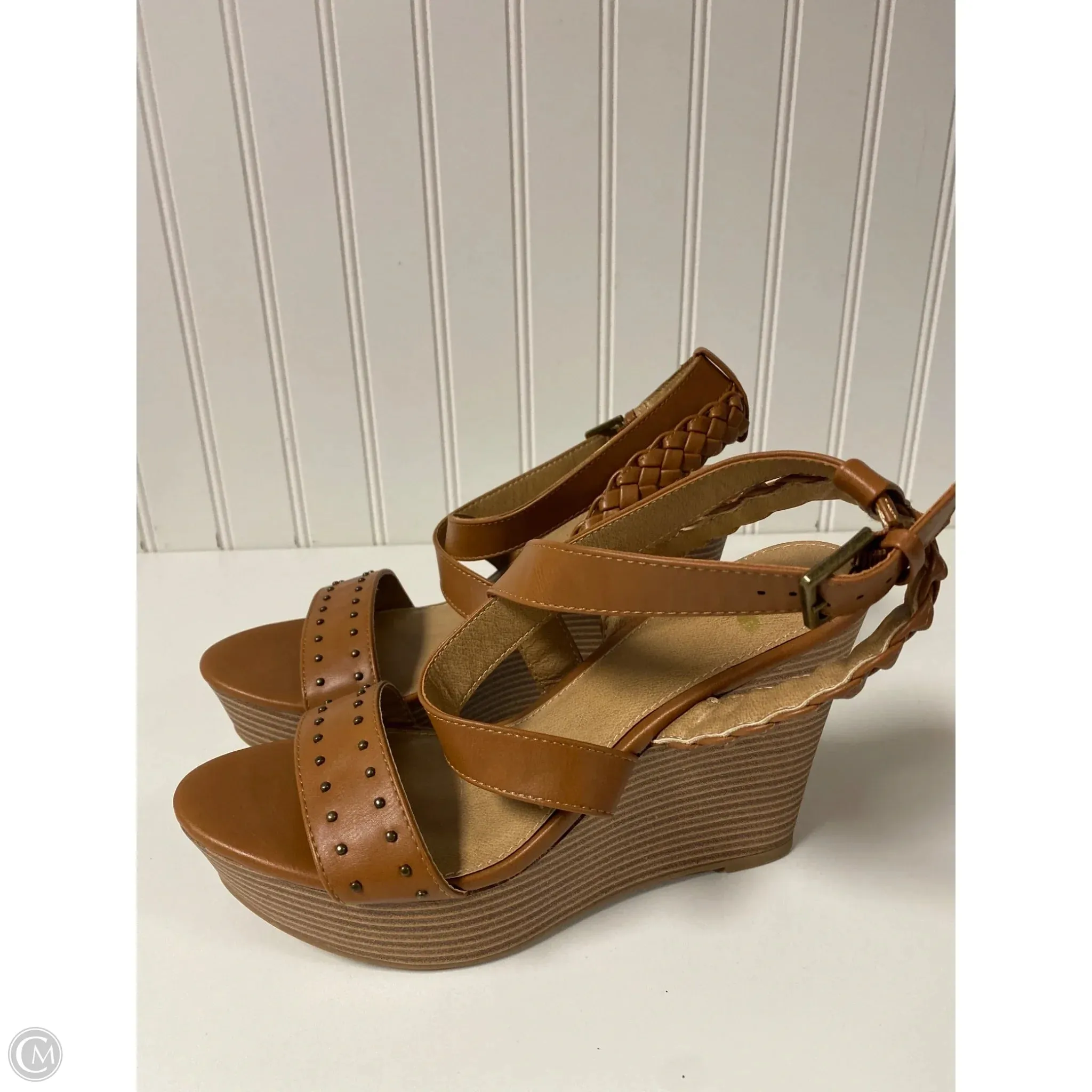 Sandals Heels Wedge By Report In Brown, Size: 7