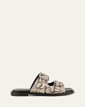SEBASTIAN FLAT SLIDE NATURAL SNAKE PRINT LEATHER