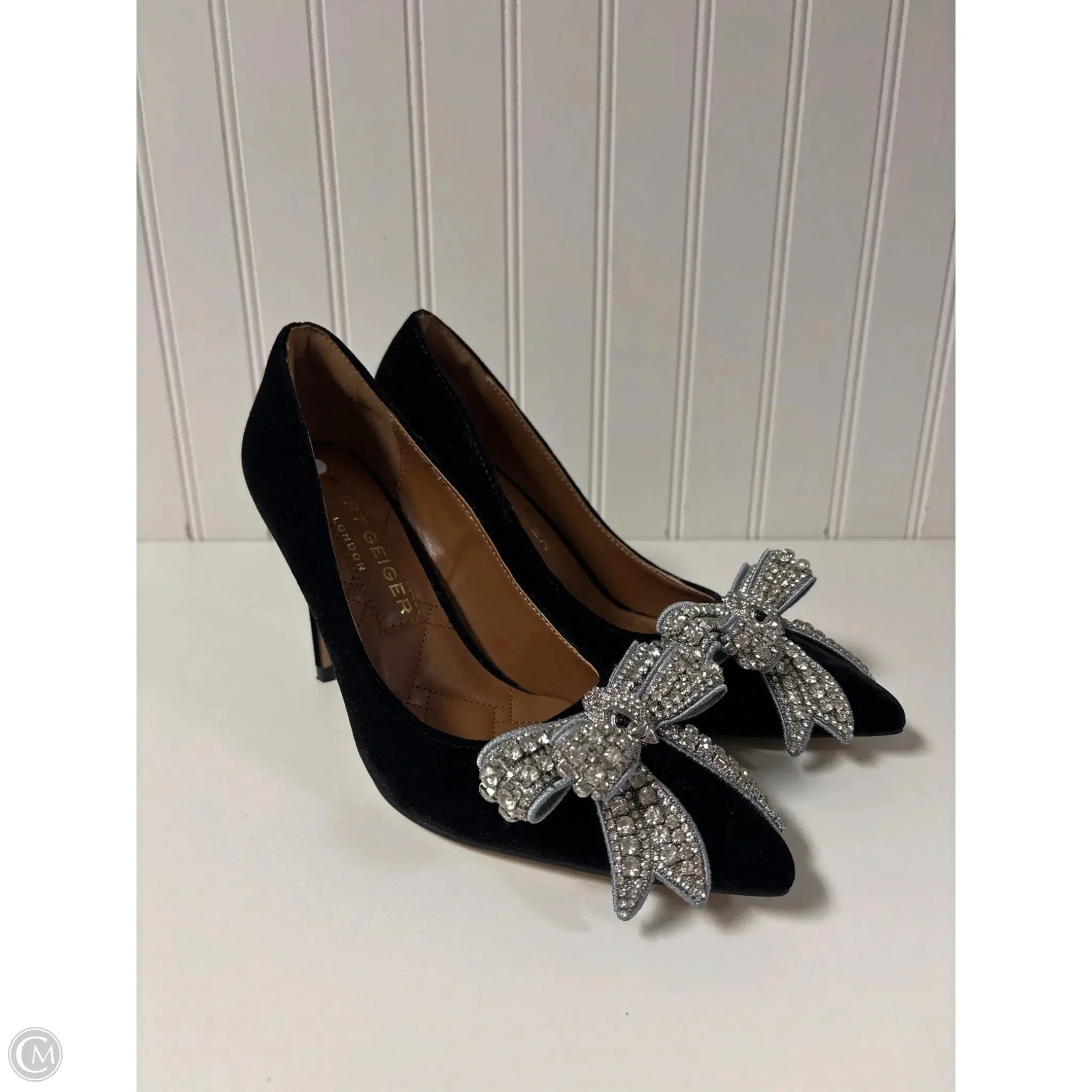 Shoes Heels Stiletto By Kurt Geiger London In Black & Silver, Size: 7