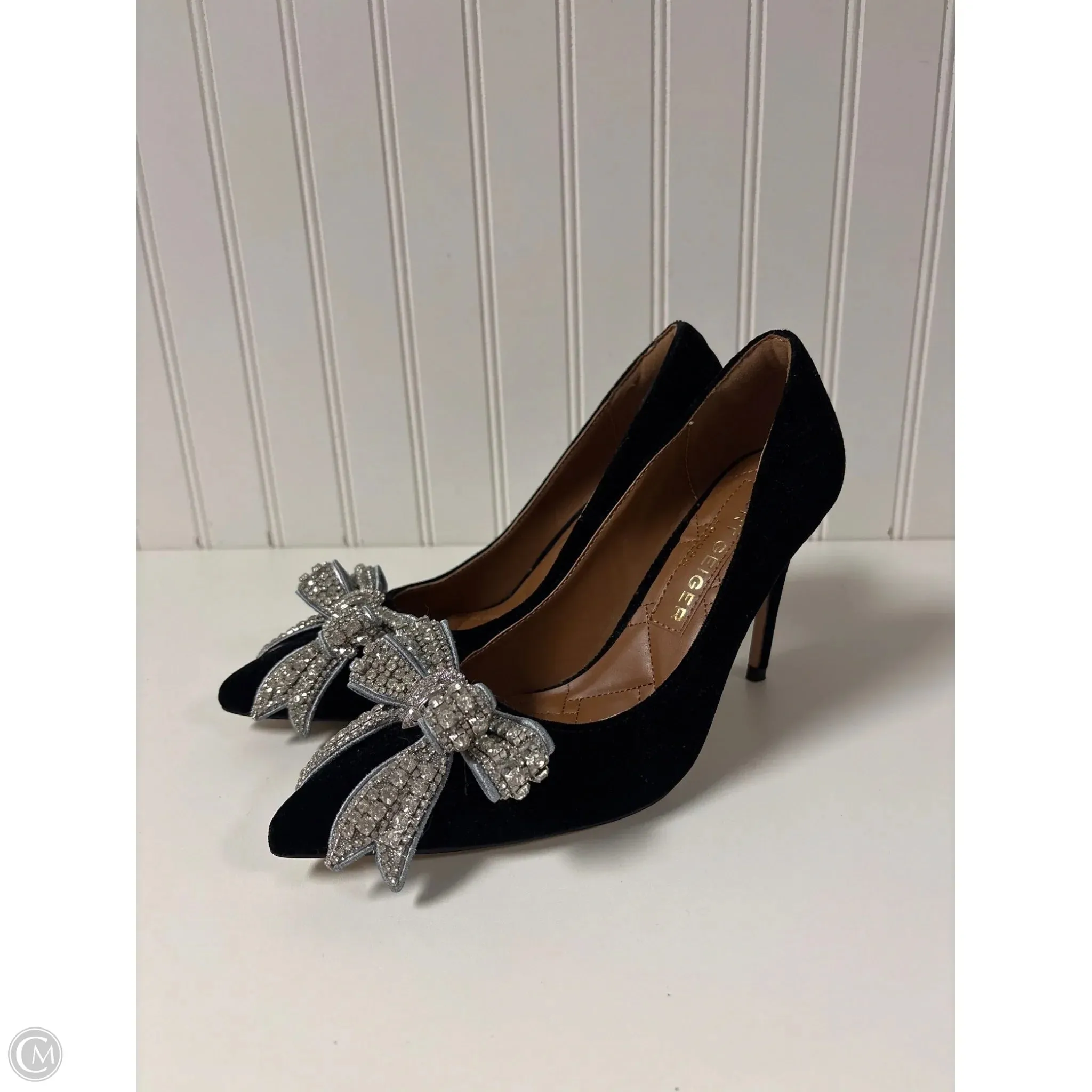 Shoes Heels Stiletto By Kurt Geiger London In Black & Silver, Size: 7