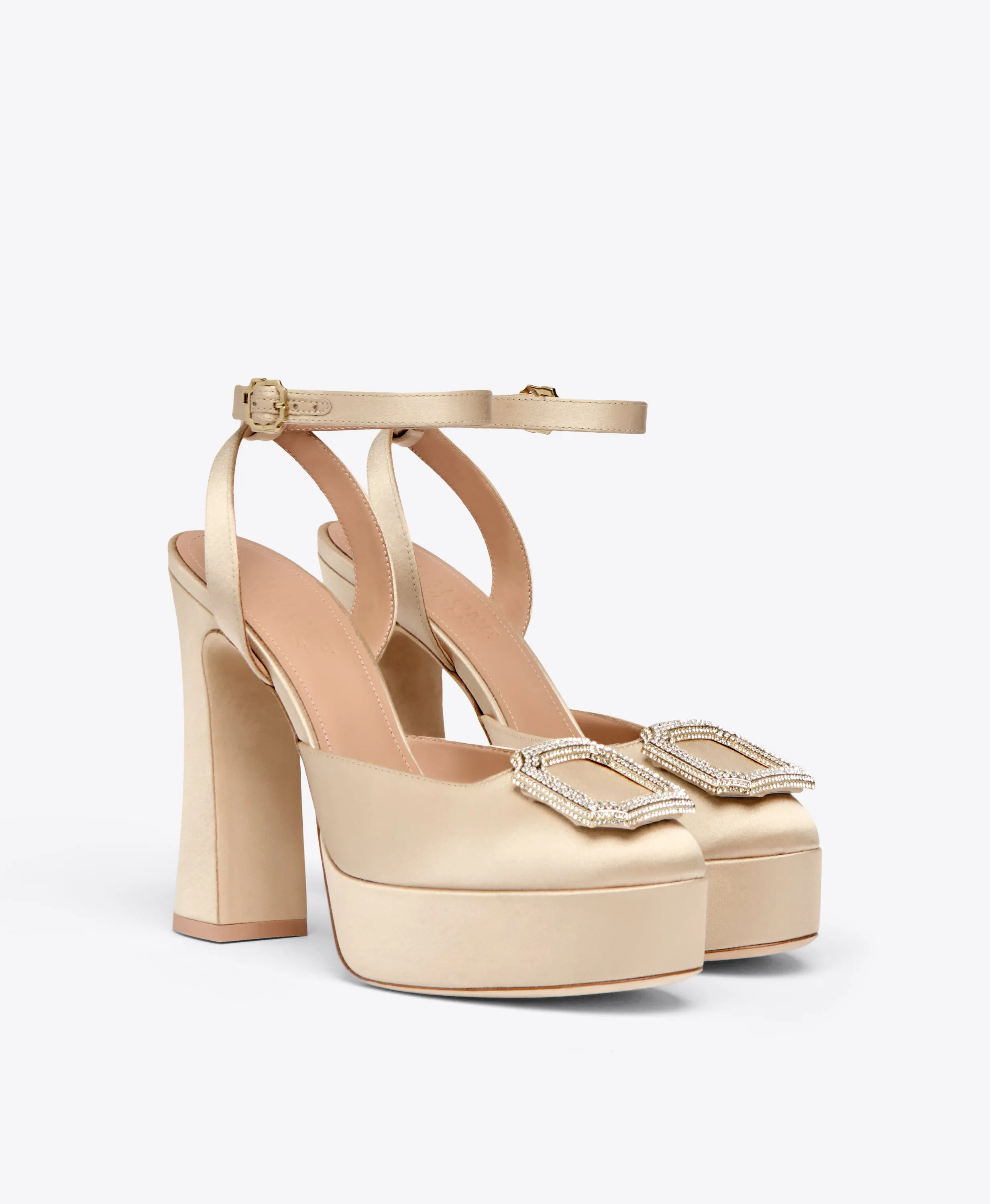 Teese 125 Gold Satin Platform Slingbacks