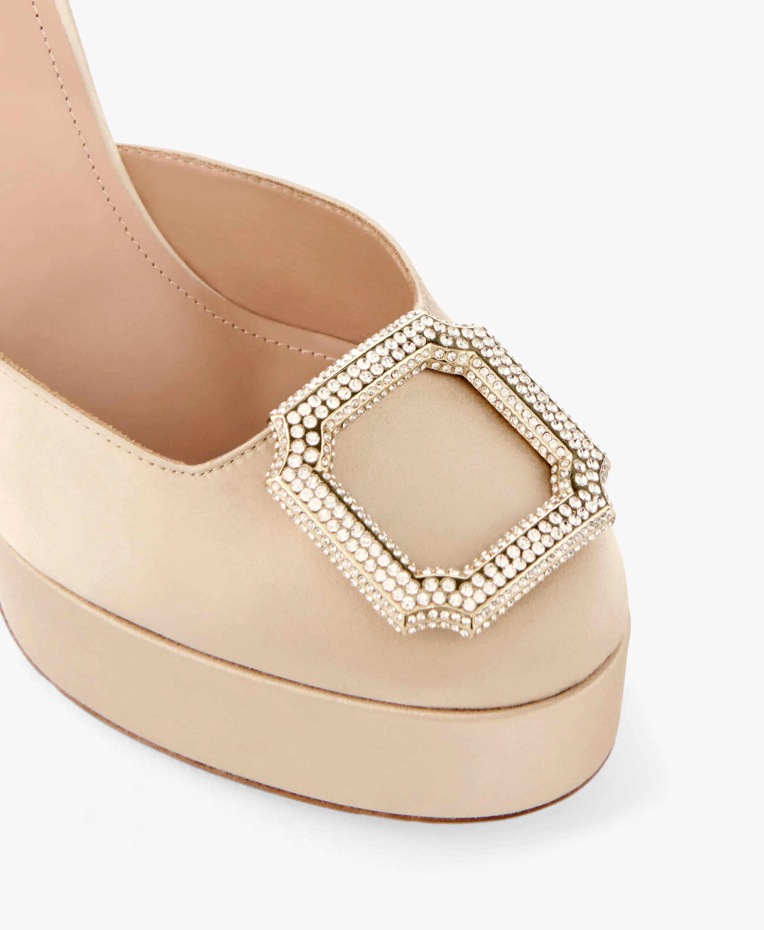 Teese 125 Gold Satin Platform Slingbacks