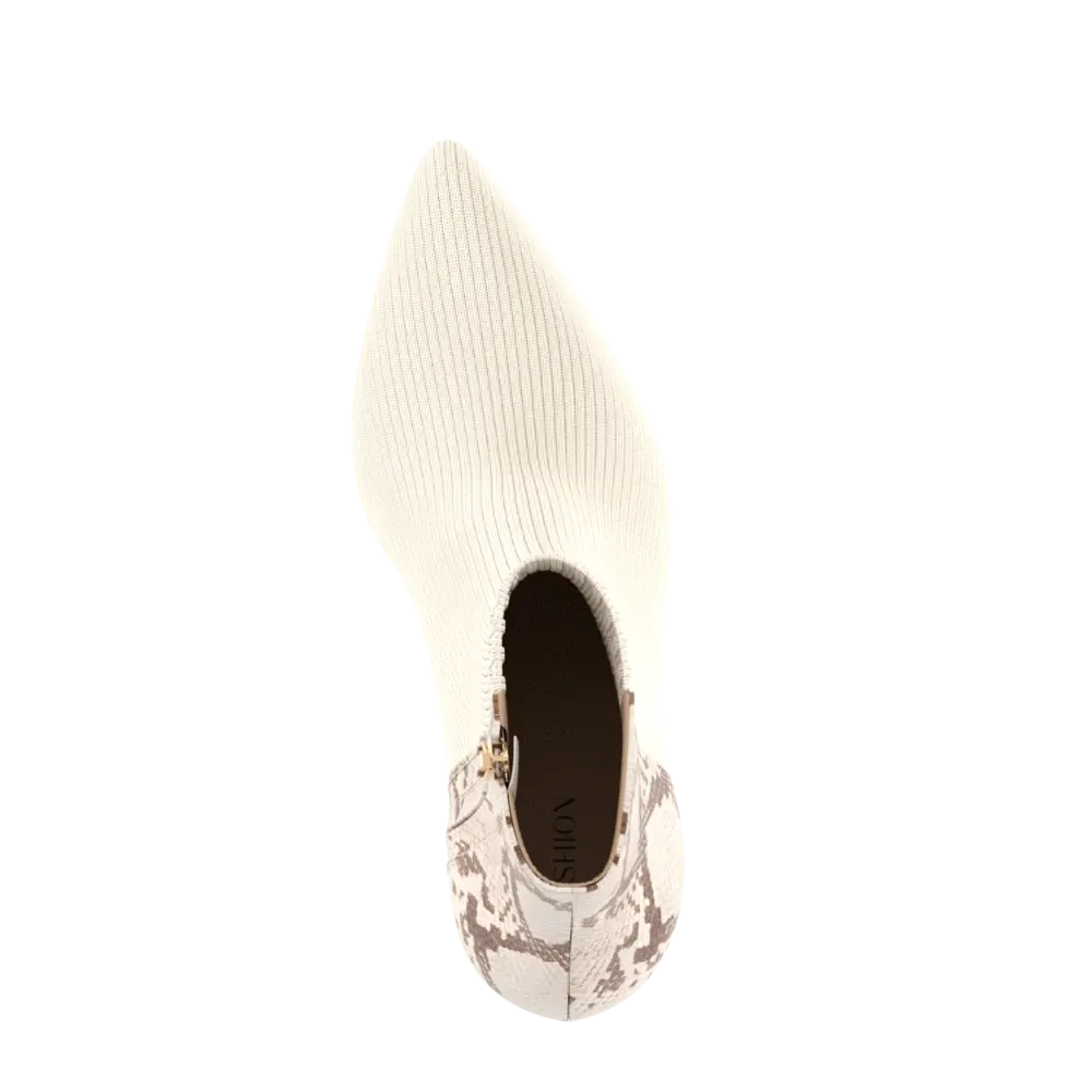 The Bootie - Ivory Snakeskin & Knit 3 Block - FINAL SALE