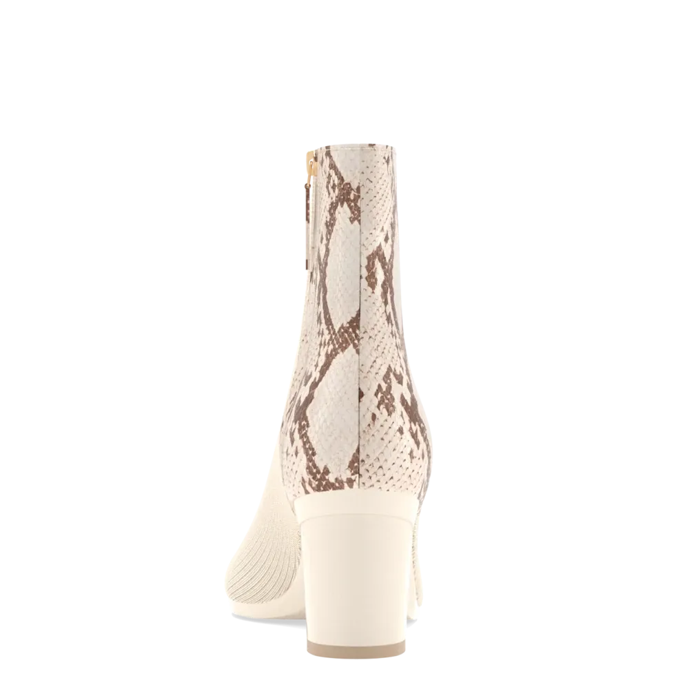 The Bootie - Ivory Snakeskin & Knit 3 Block - FINAL SALE