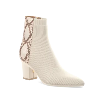 The Bootie - Ivory Snakeskin & Knit 3 Block - FINAL SALE