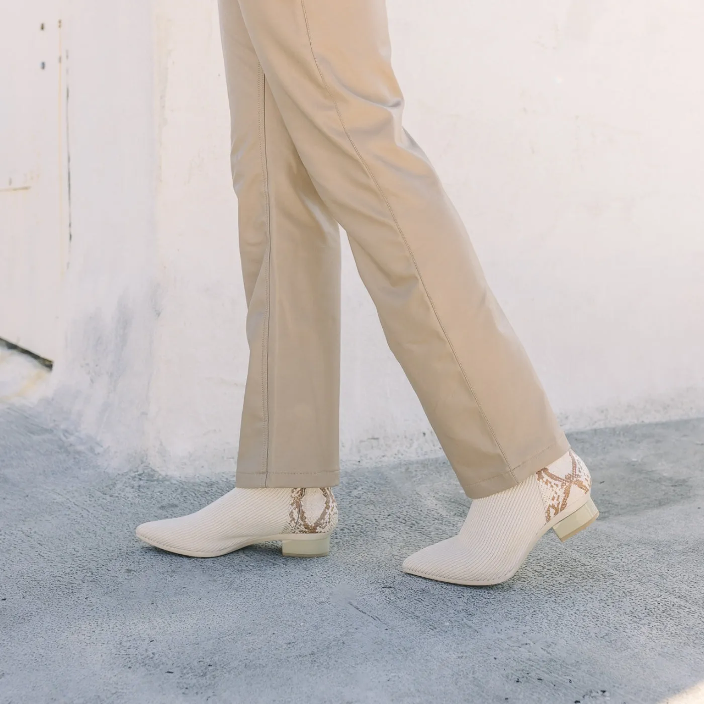 The Bootie - Ivory Snakeskin & Knit 3 Block - FINAL SALE