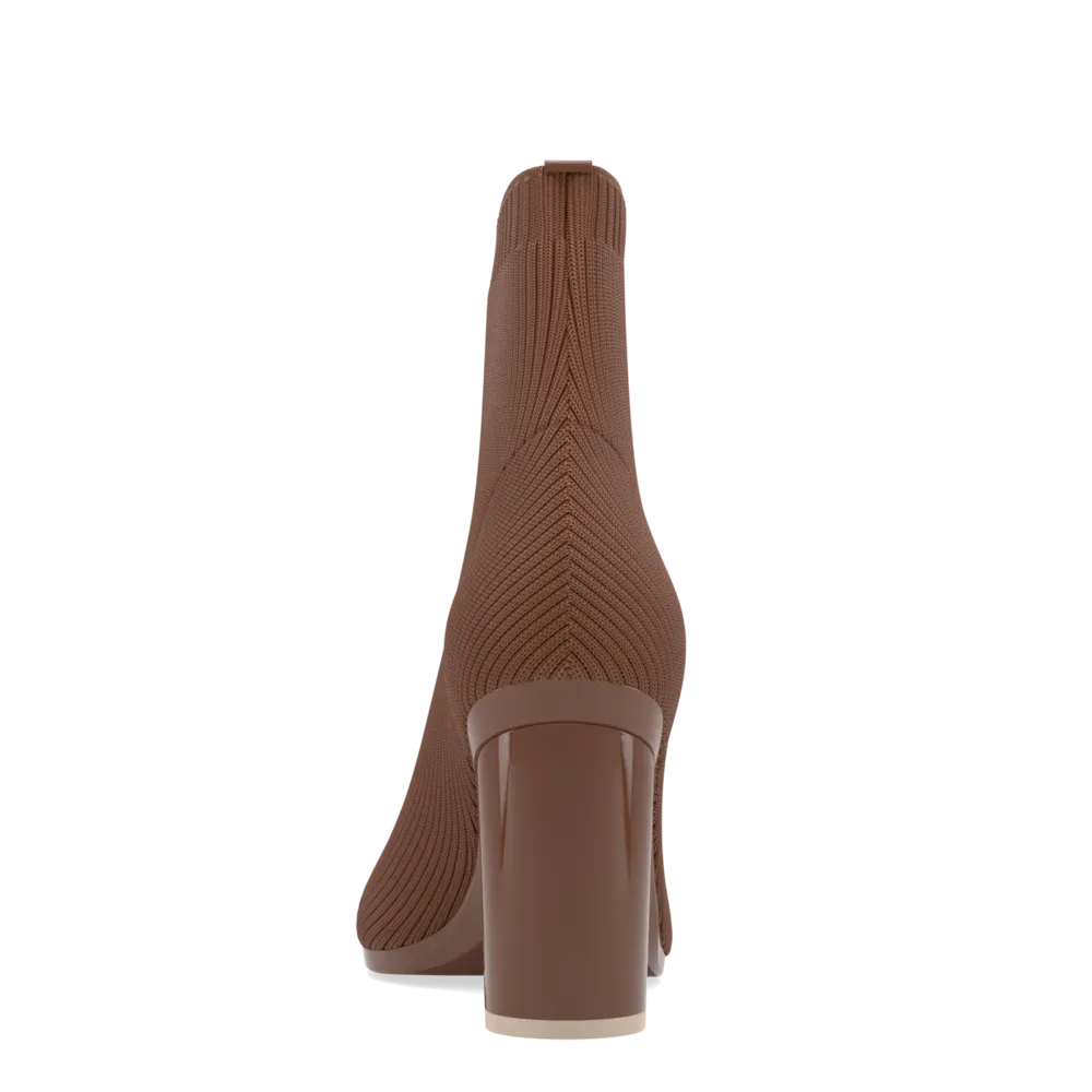 The Bootie Walnut Knit   Block Heel Kit 4 Walnut - FINAL SALE