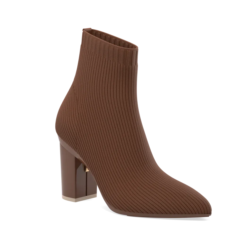 The Bootie Walnut Knit   Block Heel Kit 4 Walnut - FINAL SALE