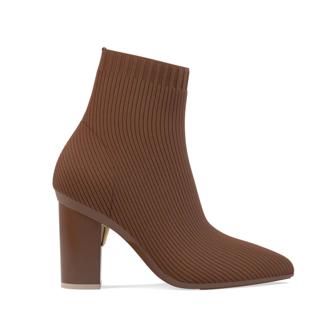 The Bootie Walnut Knit   Block Heel Kit 4 Walnut - FINAL SALE