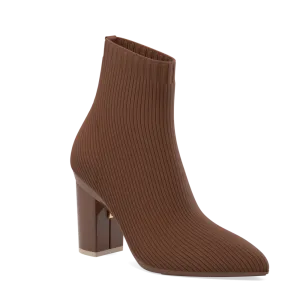 The Bootie Walnut Knit   Block Heel Kit 4 Walnut - FINAL SALE