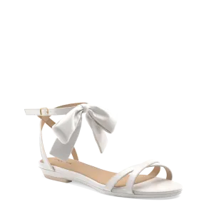 The Brynn - White Satin Bow Flat - FINAL SALE