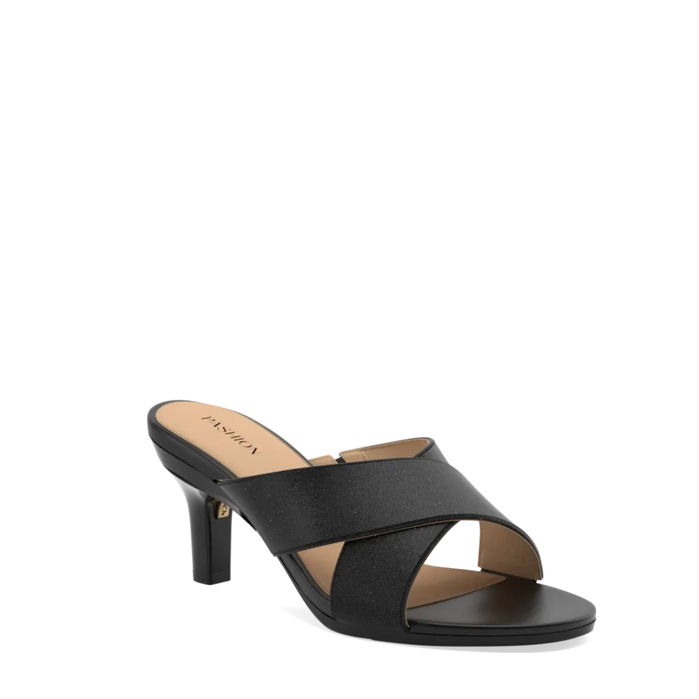 The Crissy Cross Slide - Coal Knit 3 Stiletto - FINAL SALE