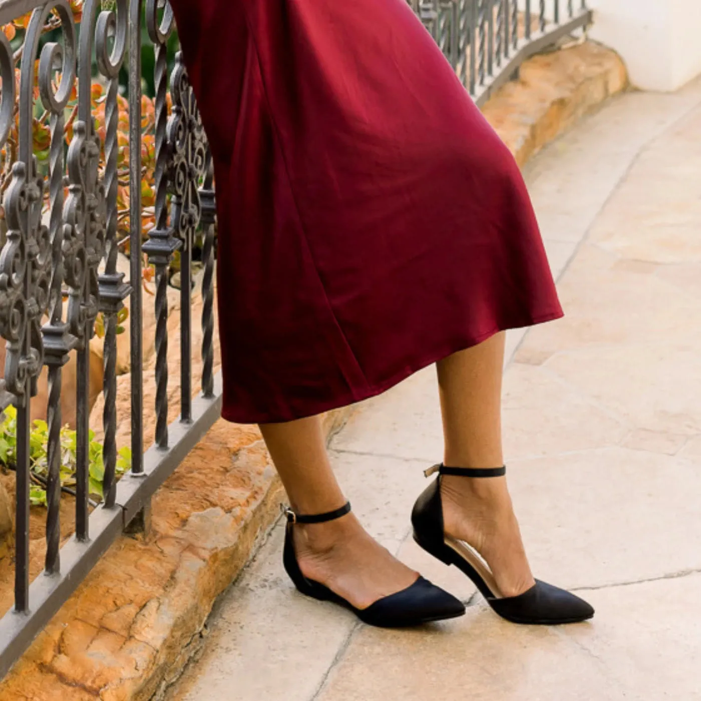 The D'Orsay Coal Satin   Block Heel Kit 3 Coal - FINAL SALE