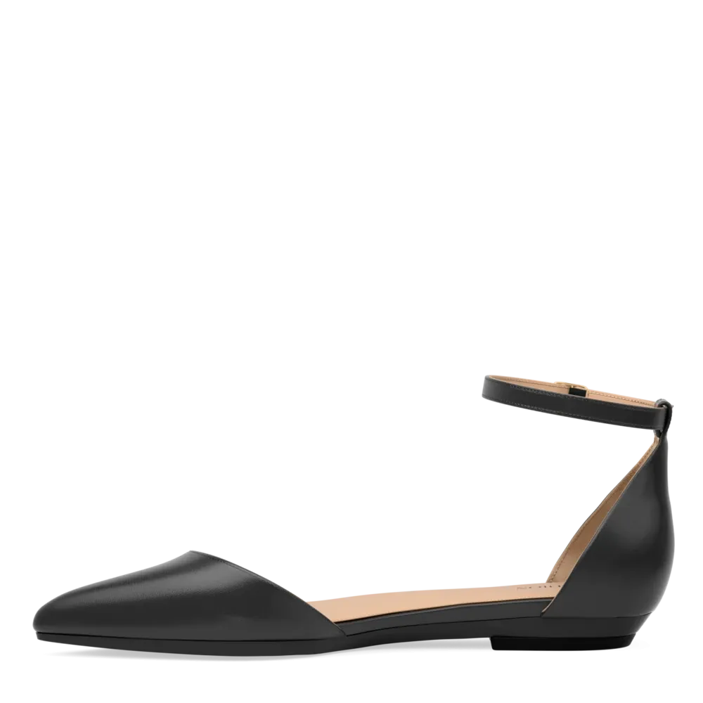The D'Orsay - Coal Satin Flat - FINAL SALE
