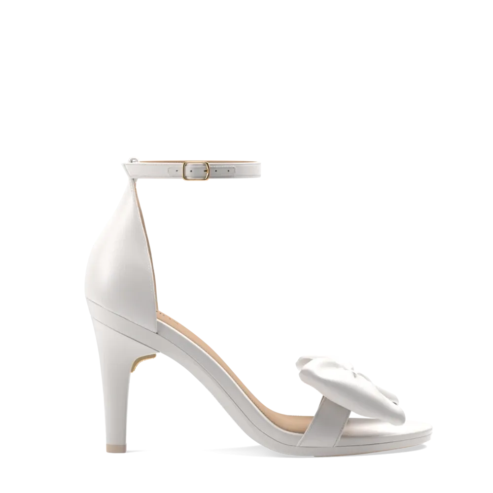 The Pashionista - White Satin Bow   Stiletto Heel Kit 4 White - FINAL SALE
