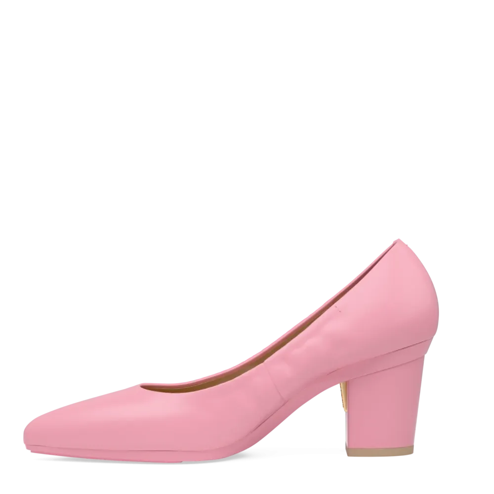 The Pump - Pink Leather 3 Block
