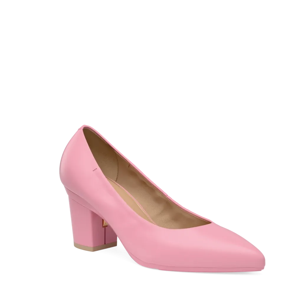 The Pump - Pink Leather 3 Block