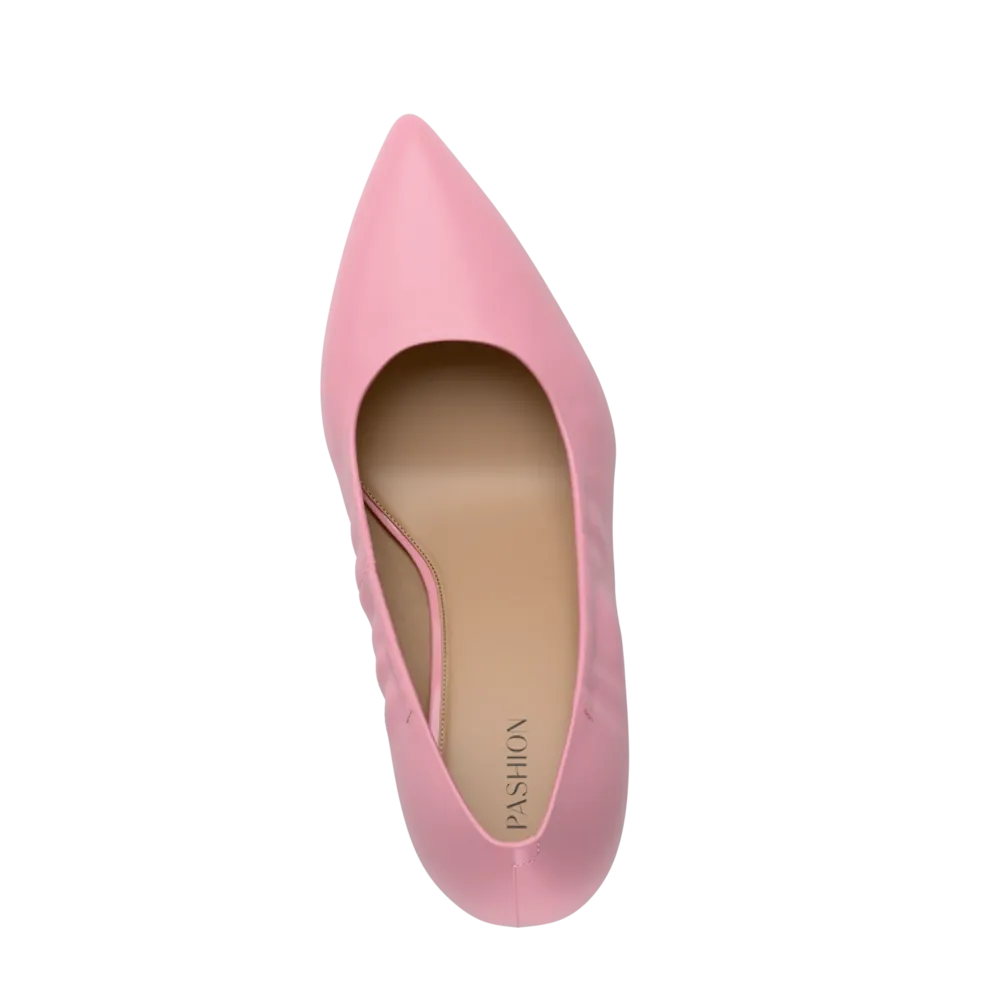 The Pump - Pink Leather 3 Block