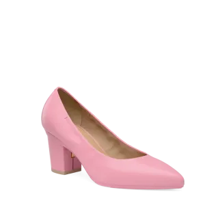 The Pump - Pink Leather 3 Block