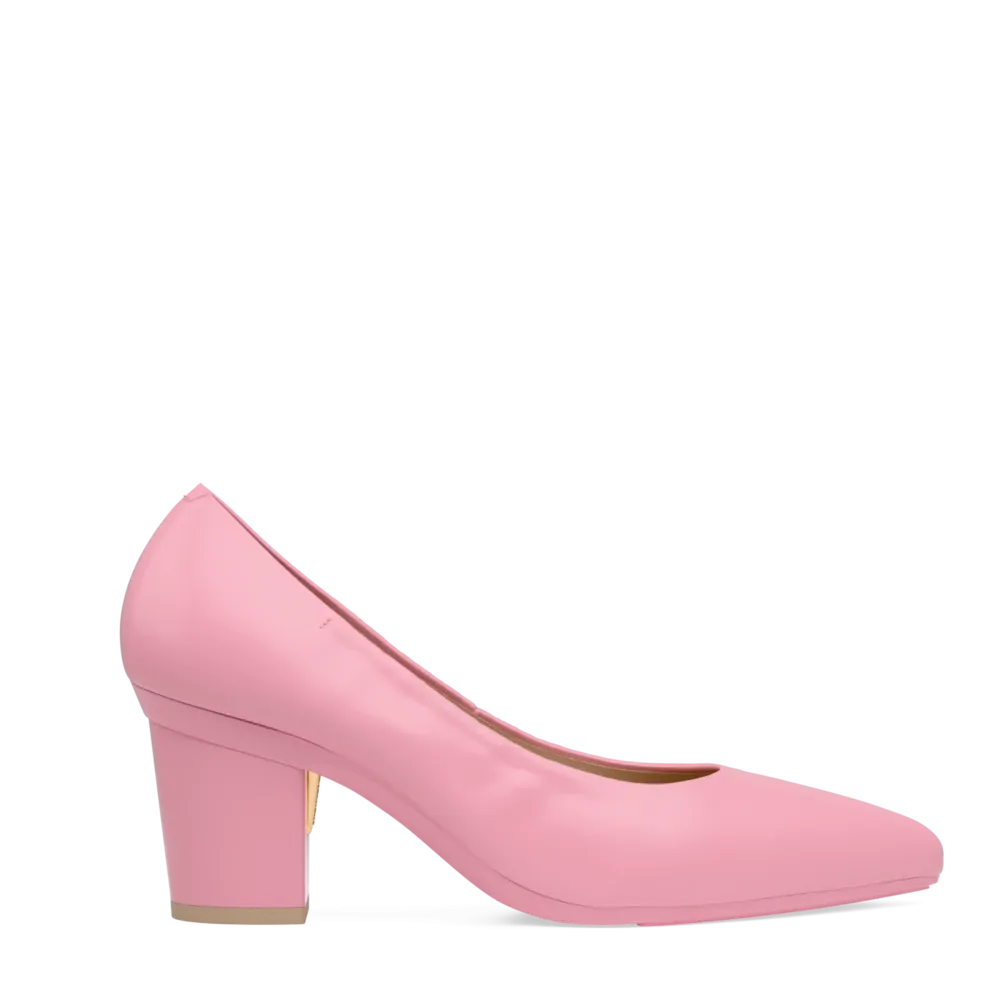 The Pump - Pink Leather 3 Block