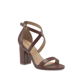 The Sandal - Walnut Leather   Block Heel Kit 4 Walnut - FINAL SALE
